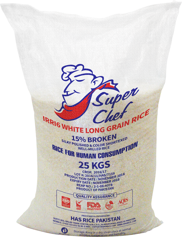 IRRI-6 rice in 25 kg bag (15% broken)
